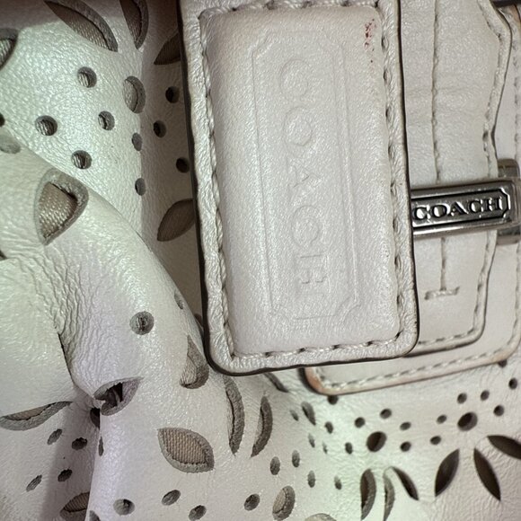 Coach Taylor Eyelet Leather Satchel w/ Shoulder Strap Ivory/White F27392 Bridal - Picture 10 of 10